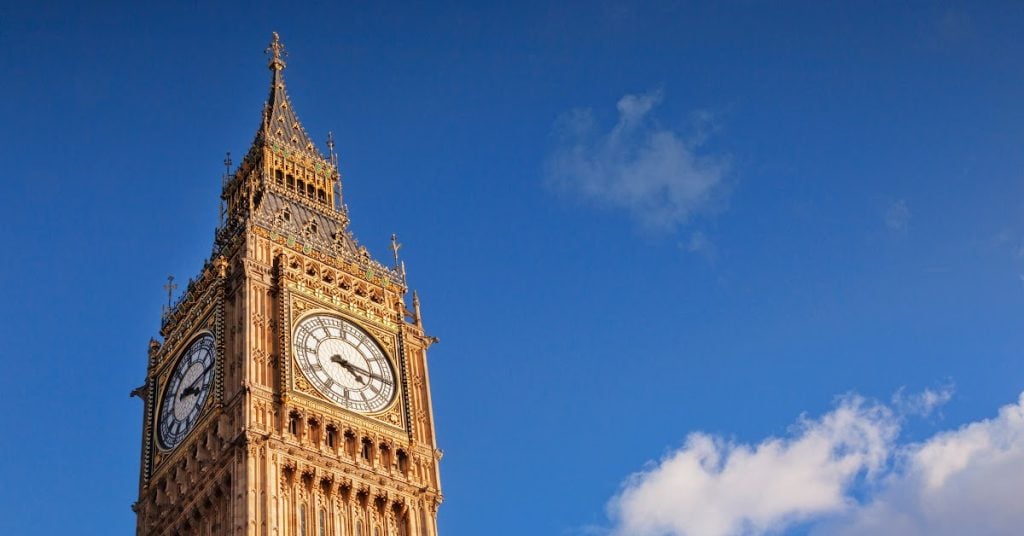 Big Ben clock tower London UK iconic historic landmark.