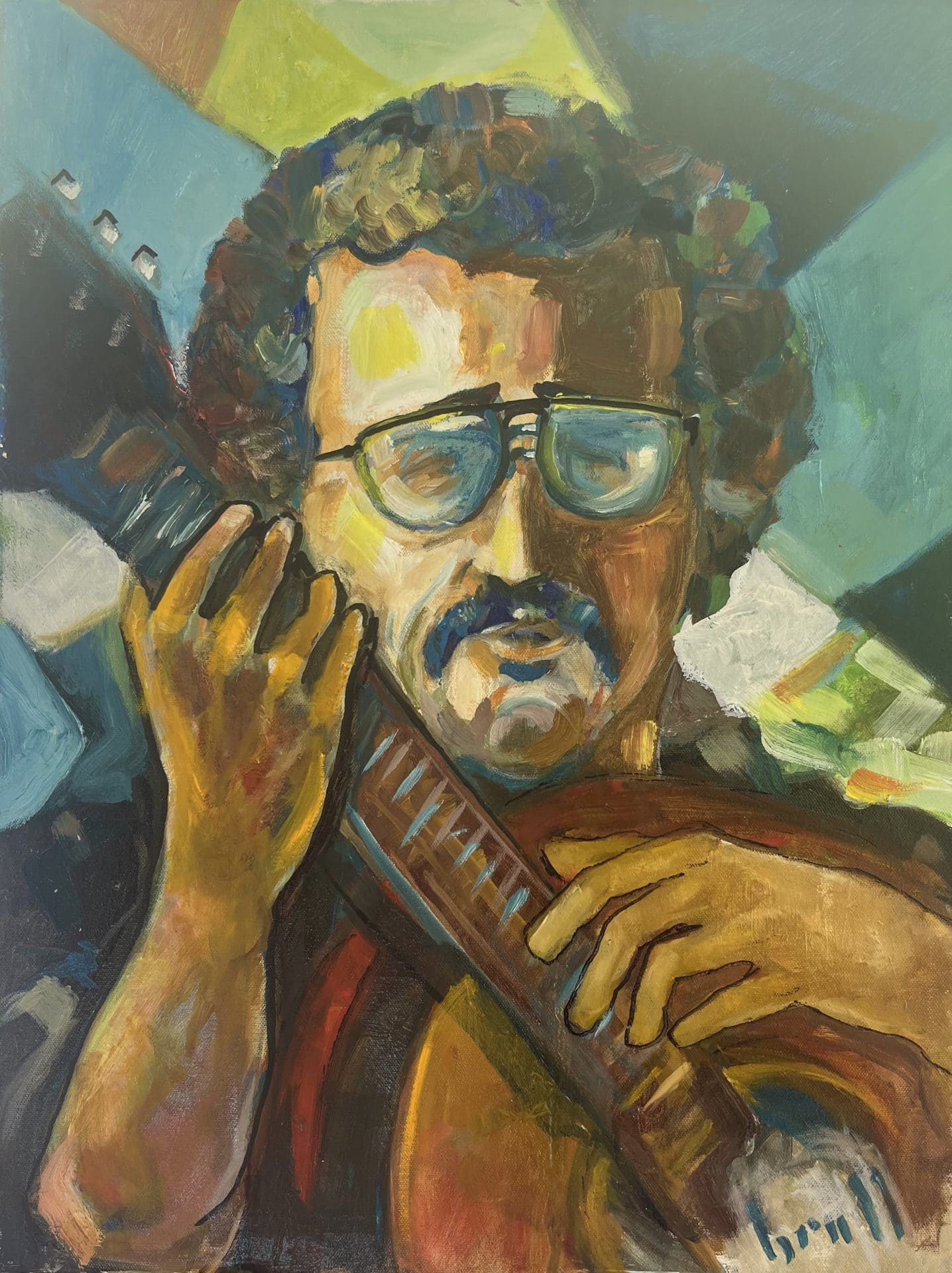 Vintage portrait of Puerto Rican musician Antonio Caban Vale painted by Pedro Brull
