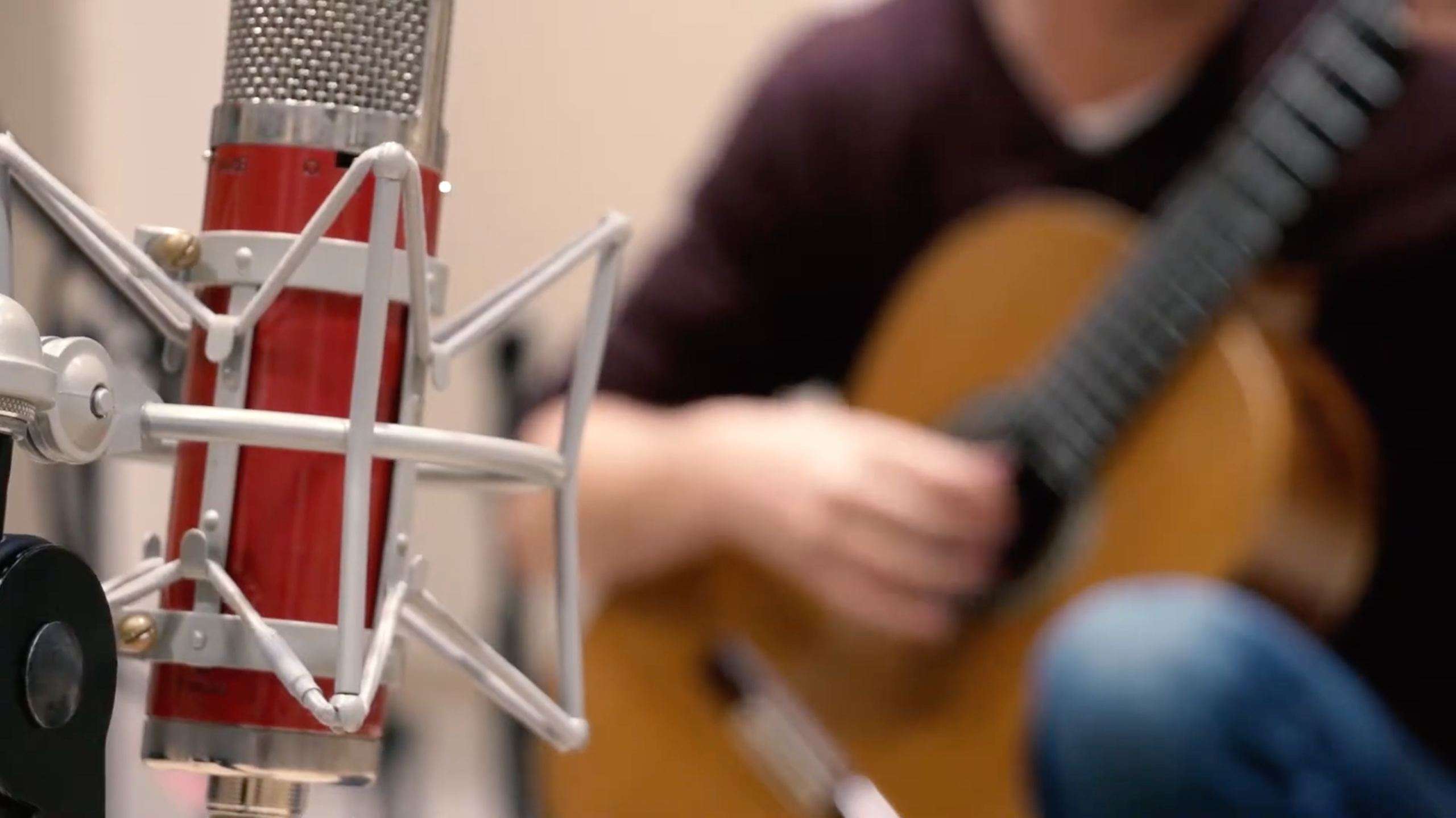 Classical guitarist Sam Desmet recording a live concert session