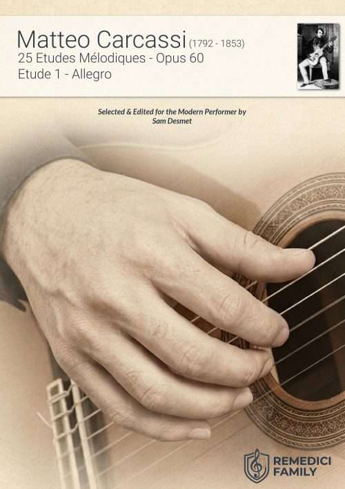 Carcassi Op. 60 No. 1 sheet music cover for solo classical guitar, edited by Sam Desmet