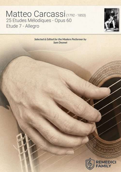 Carcassi Op. 60 No. 7 sheet music cover for solo classical guitar, edited by Sam Desmet