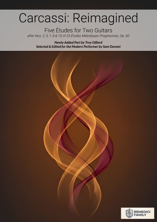 Carcassi Reimagined Book 1 cover art — Carcassi Op. 60 etudes reimagined for guitar duo by Sam Desmet and Troy Gifford